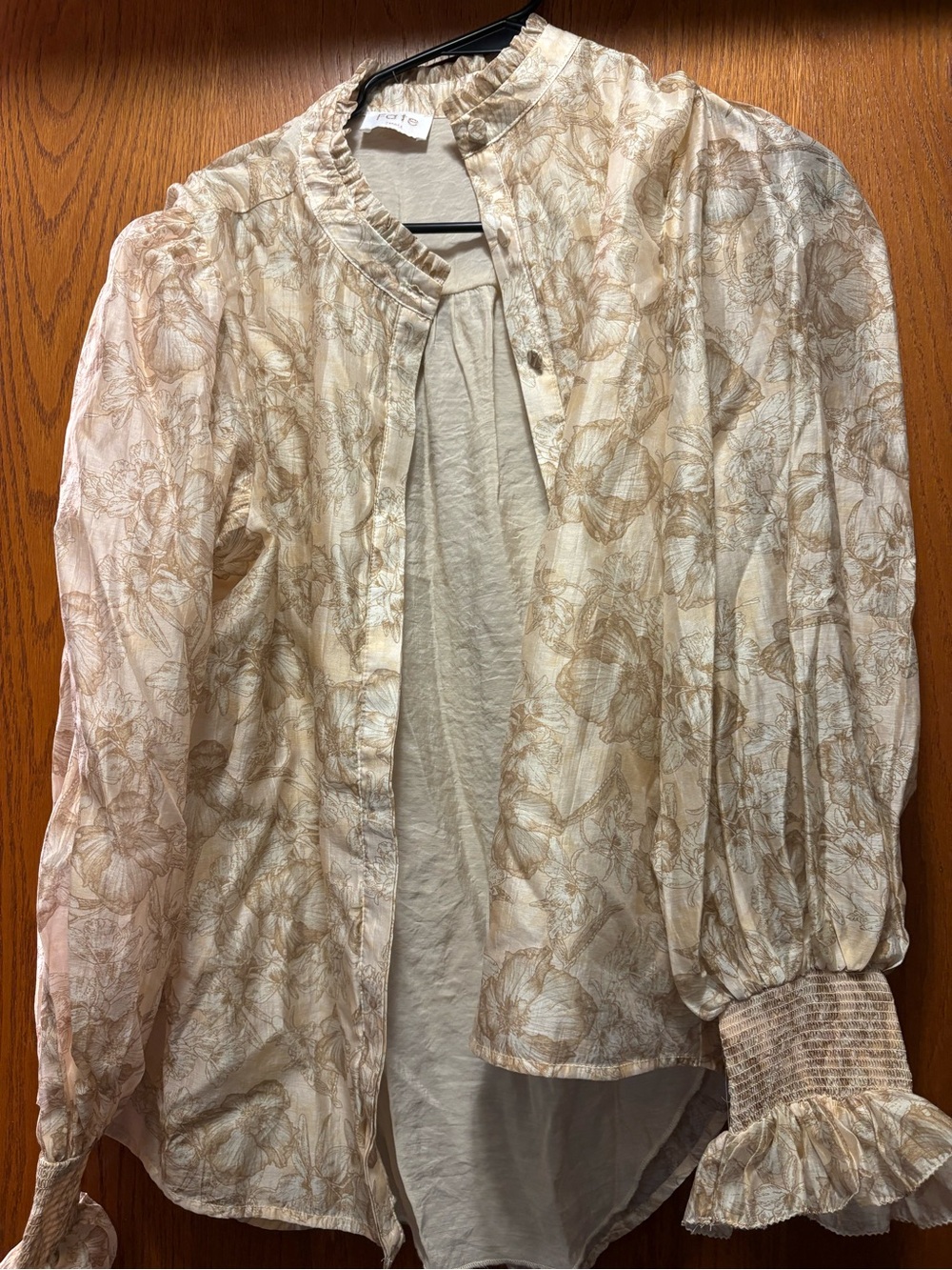 Fate Cream Floral Ruffled Neck Blouse
